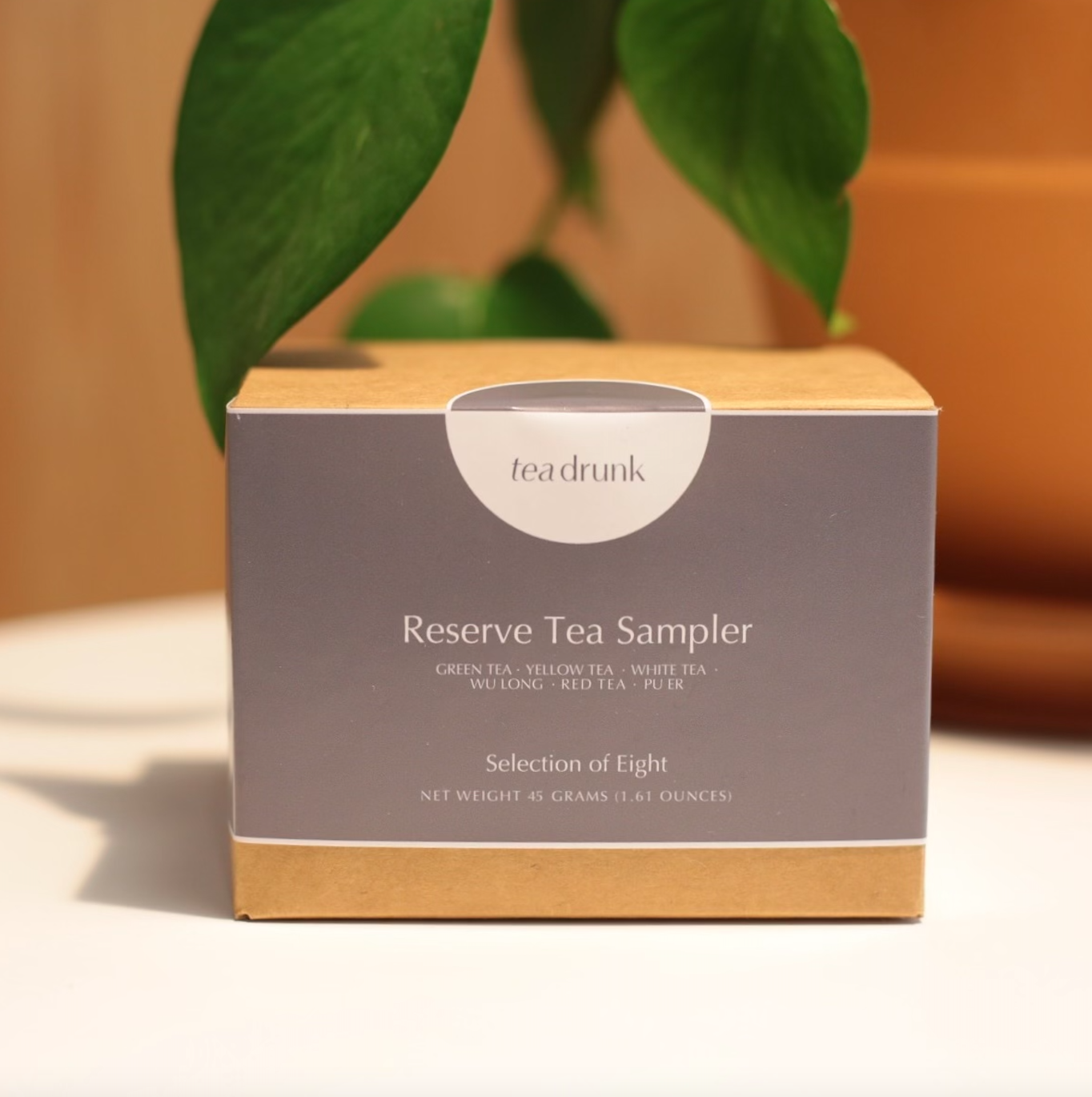 Reserve Tea Sampler box displayed on a table.